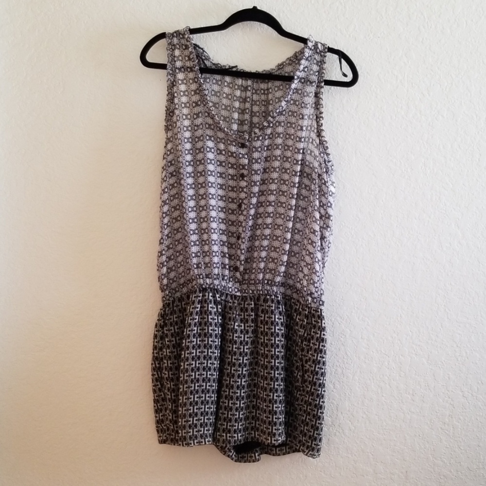 Zara Basic Black/Grey Sleeveless Button Romper - image 2